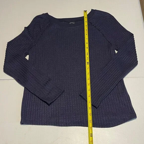 Art Class Blue Long-Sleeve Ribbed Knit Crew Neck Girls Top - Picture 5 of 9